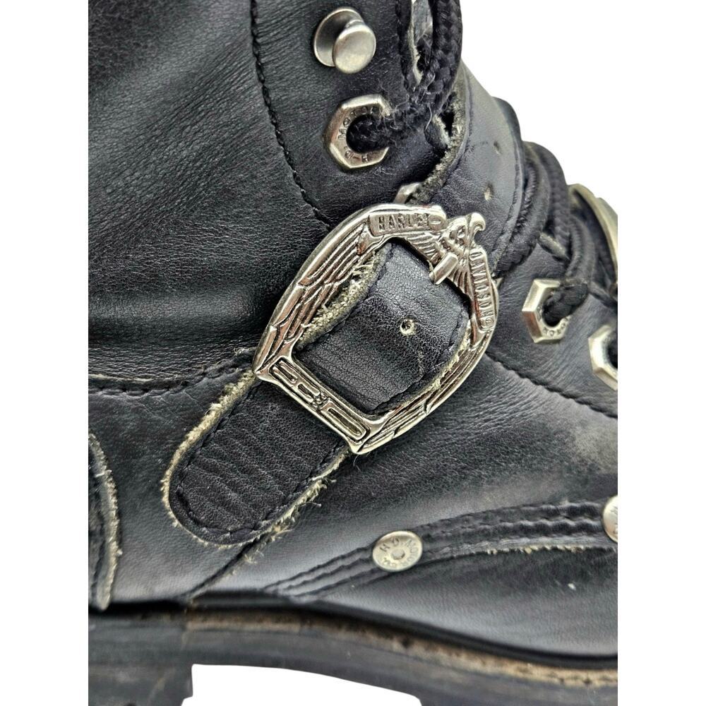Harley-Davidson Women's Sz 7.5 Black Leather Faded Glory Biker Boots 81003 - Picture 6 of 16
